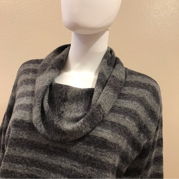 Jones New York Cowl Neck Sweater Womens Large Grey Stripe Acrylic Wool Blend - Picture 5 of 9
